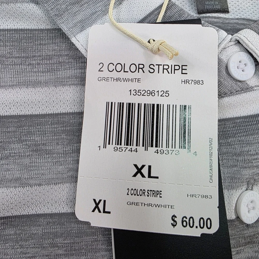 Adidas Golf Polo Shirt Mens XL Gray White 2 Color‎ Stripe HR7983 NWT